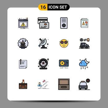 16 Universal Flat Color Filled Line Signs Symbols of mosque chart desktop pie report Editable Creative Vector Design Elements