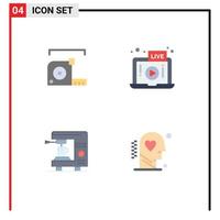 Pictogram Set of 4 Simple Flat Icons of measure coffee roulette video home Editable Vector Design Elements