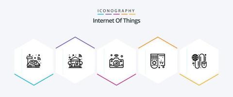 paquete de iconos de 25 líneas de internet de las cosas que incluye tv. control. árbol. elegante. Internet de las Cosas vector