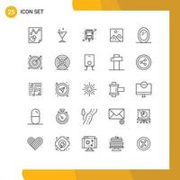 Set of 25 Modern UI Icons Symbols Signs for mirror furniture connector education picture Editable Vector Design Elements