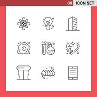 Modern Set of 9 Outlines and symbols such as food diet green real estate house Editable Vector Design Elements
