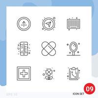 Pack of 9 creative Outlines of plaster ecommerce navigational calculation shopping Editable Vector Design Elements