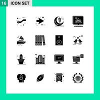 Set of 16 Modern UI Icons Symbols Signs for boat convince light business analysis Editable Vector Design Elements