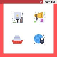 4 Thematic Vector Flat Icons and Editable Symbols of advertisement liner board cancer day global security Editable Vector Design Elements