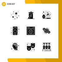 Solid Glyph Pack of 9 Universal Symbols of error sign coffee share bluetooth Editable Vector Design Elements