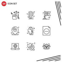 Outline Pack of 9 Universal Symbols of brain iot banner internet of things location Editable Vector Design Elements