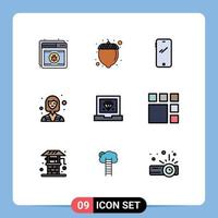 Set of 9 Modern UI Icons Symbols Signs for coding woman phone industry iphone Editable Vector Design Elements