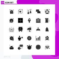 Pack of 25 creative Solid Glyphs of libra reply earrings message communication Editable Vector Design Elements