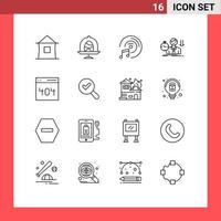 Pictogram Set of 16 Simple Outlines of communication depression easter sad failure Editable Vector Design Elements