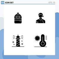 Set of 4 Modern UI Icons Symbols Signs for bag beach read judge ocean Editable Vector Design Elements