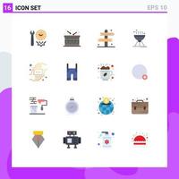 Modern Set of 16 Flat Colors and symbols such as grill camping happy cooking bbq game Editable Pack of Creative Vector Design Elements