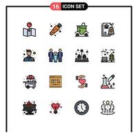 16 User Interface Flat Color Filled Line Pack of modern Signs and Symbols of people businessman golf cart boss housing Editable Creative Vector Design Elements