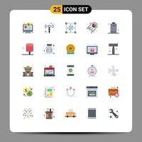 Set of 25 Modern UI Icons Symbols Signs for battery statistics coding pie shape Editable Vector Design Elements