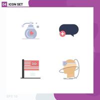 4 Universal Flat Icon Signs Symbols of perfume decline chat add flag Editable Vector Design Elements