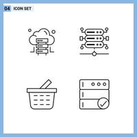 Set of 4 Commercial Filledline Flat Colors pack for cloud backup database basket server Editable Vector Design Elements