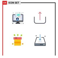 Pack of 4 creative Flat Icons of business miscellaneous live upload water Editable Vector Design Elements