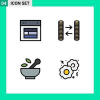 User Interface Pack of 4 Basic Filledline Flat Colors of design medical web exchange soup Editable Vector Design Elements