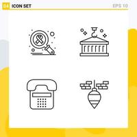 Pack of 4 Modern Filledline Flat Colors Signs and Symbols for Web Print Media such as infect call virus container contact Editable Vector Design Elements