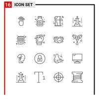 Pack of 16 creative Outlines of science lab science medicine laboratory research smart Editable Vector Design Elements