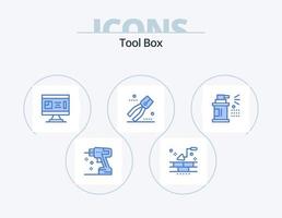 herramientas icono azul paquete 5 diseño de iconos. botella. alicates. arquitectura. tenazas. planificación vector