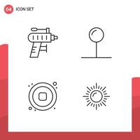 Modern Set of 4 Filledline Flat Colors Pictograph of drill stop drilling pointer landscape Editable Vector Design Elements