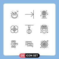 Set of 9 Modern UI Icons Symbols Signs for home person green model features Editable Vector Design Elements