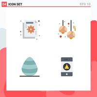 Group of 4 Flat Icons Signs and Symbols for analysis lights failure cafe egg Editable Vector Design Elements