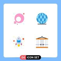4 Creative Icons Modern Signs and Symbols of feminism seo global email halloween Editable Vector Design Elements