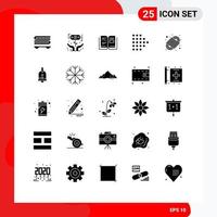 Group of 25 Solid Glyphs Signs and Symbols for para cord camping rope book dotted arrow Editable Vector Design Elements