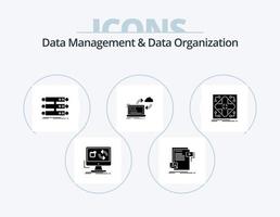 Data Management And Data Organization Glyph Icon Pack 5 Icon Design. data. sync. media. data. rack vector