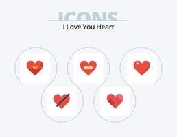 paquete de iconos planos de corazón 5 diseño de iconos. daño. como. favorito. favorito. corazón vector