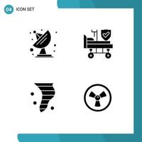 Group of 4 Modern Solid Glyphs Set for antenna climate bed insurance wind Editable Vector Design Elements