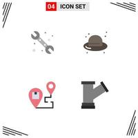 4 concepto de icono plano para sitios web móviles y aplicaciones sistema de destino mecánico mapa de sombreros elementos de diseño vectorial editables vector