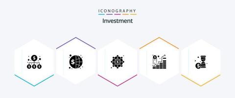 paquete de iconos de 25 glifos de inversión que incluye inversión. exitoso. global. inversión. fondos vector