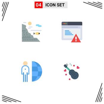 Set of 4 Modern UI Icons Symbols Signs for under freelance rock web outsource Editable Vector Design Elements