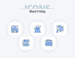 Black Friday Blue Icon Pack 5 diseño de iconos. estaciones. venta. tienda. bolso. Envío vector