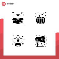 4 conjunto de glifos sólidos universales para aplicaciones web y móviles cuadro paquete brillante elementos de diseño vectorial editables por el usuario de china vector