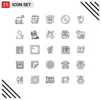 Line Pack of 25 Universal Symbols of mind graph party multimedia dvd Editable Vector Design Elements