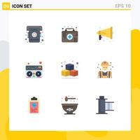 Modern Set of 9 Flat Colors Pictograph of man box loud music midi Editable Vector Design Elements