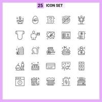 25 Universal Lines Set for Web and Mobile Applications multitask ability shopping park no Editable Vector Design Elements