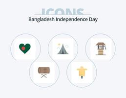 día de la independencia de bangladesh paquete de iconos planos 5 diseño de iconos. punto de referencia. construcción. espantapájaros. edificio. país vector