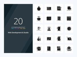 20 Web Development And Web Studio Solid Glyph icon for presentation vector