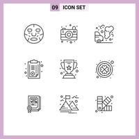 Modern Set of 9 Outlines and symbols such as cup prescription car paper document Editable Vector Design Elements