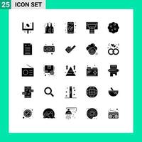 Pictogram Set of 25 Simple Solid Glyphs of zoom biology app bacterium basketball Editable Vector Design Elements