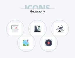 Geo Graphy Flat Icon Pack 5 Icon Design. polution. factory. navigation. position. target vector