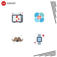 User Interface Pack of 4 Basic Flat Icons of love person tv features dad Editable Vector Design Elements