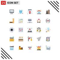 25 User Interface Flat Color Pack of modern Signs and Symbols of historic christian web building house Editable Vector Design Elements