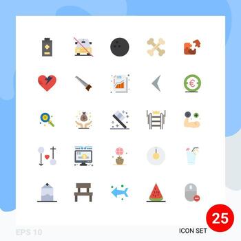 Pictogram Set of 25 Simple Flat Colors of match business bowling puzzle lab Editable Vector Design Elements