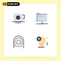 4 paquete de iconos planos de interfaz de usuario de signos y símbolos modernos de elementos de diseño de vector editables de contraseña de carpeta de finanzas de dedos de negocios