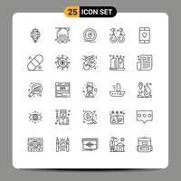 25 Universal Line Signs Symbols of jewelry fashion hat earring speed Editable Vector Design Elements
